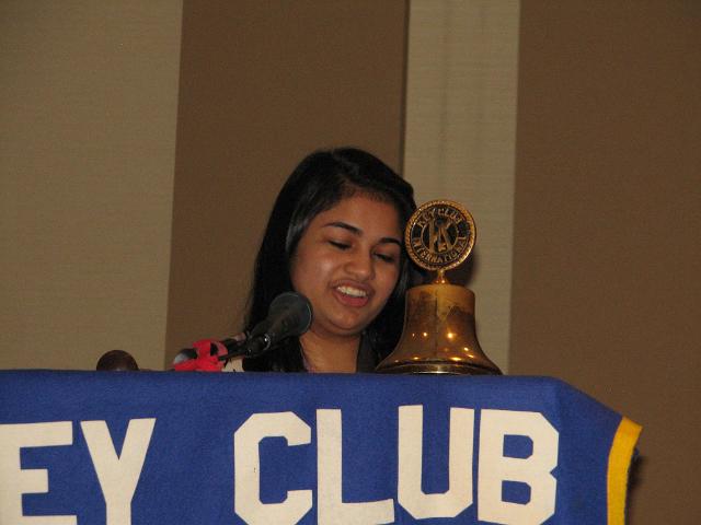 IMG_6656.JPG - Avanti Kollarum, Capital District CKI Governor brings greetings to the Key Club DCON.  Thanks!