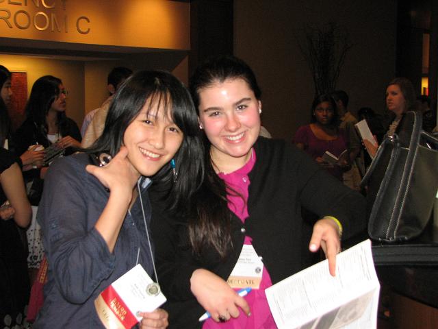 IMG_6667.JPG - LG Division 17 & Board Member Anh Truong with the new Winston Churchill Key Club President Tessa Port.  One of the best things about Key Club is meeting new friends and providing service together greater than one can do alone!