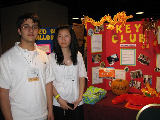 IMG_6697.JPG - Service Theme Club Displays show creativity can promote successful fund raisers and spark ideas.  The West Potomac Key Club’s Michael Lagana and Amanda Sin show their Unicef Fund Raiser display booth.  Very well done!