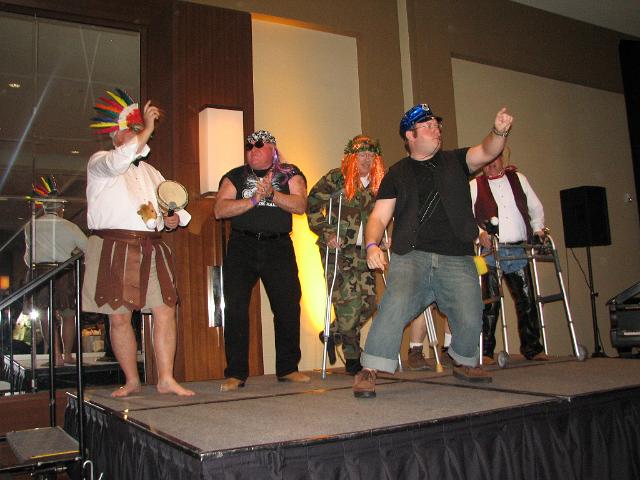 IMG_6788.JPG - Now HERE’S a group of Winners!  This is the geriatric players singing, yep, the “Y-M-C-A” song.  From the left, Administrator Joe Stankus, Governor Elect Tom Varner, Governor Don Dudey, Assistant Administrator Bill Hand, Zone Administrator Justin Garrow and Advisor Tom Wagstaff.  You had to see it to believe it.