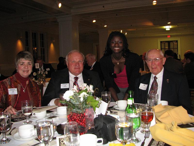 IMG_5898.JPG - Lin and Governor Elect Tom Varner, Ashland, Key Club Governor Samah McGona, and Past Governor Fred Terrell, Lynchburg, at the Charter Night dinner, Randolph College.