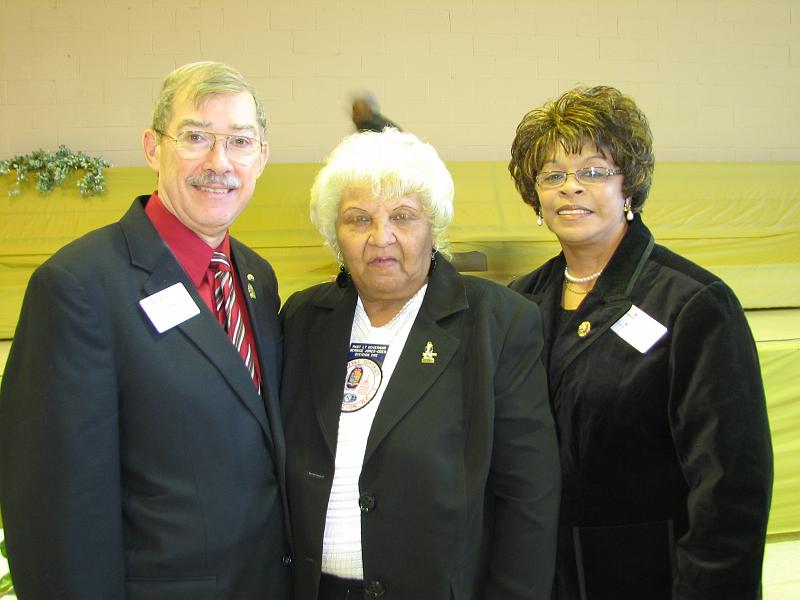 IMG_6048.JPG - Capital District Governor Don Dudey gave his greetings from the District during the service.  Governor Don poses with CDKF Trustee Bernice Oden and Capital District Trustee for the Potomac Region Doris Montgomery at the closing.