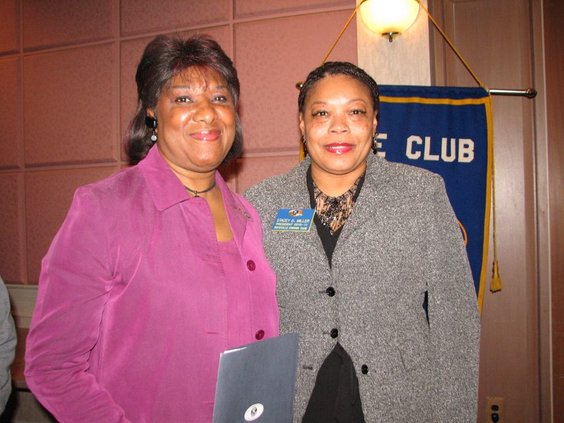 IMG_0326.JPG - President Stacey Miller of the Rockville Kiwanis Club sponsored Georgia Eaves, the fourth new member for the evening.  Way to go. Stacey !