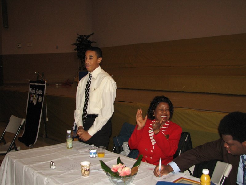 IMG_0364.JPG - Division One Key Club Lieutenant Governor is introduced. To his right is current Kiwanis LG Marie Quick.