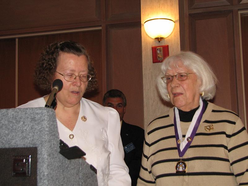 IMG_3181.JPG - Albert Einstein High School Key Club advisor Rosemary Piercey thanks Kiwanis Advisor Virginia DeMatteo (right) of Leisure World Kiwanis Club for 15 years of service as an advisor.  Virginia is Kiwanis past president and always a dynamic youth leader.  Congratulations on all you have given to all of us and to many more years of dedicated service.