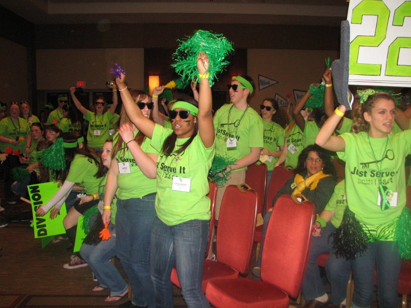 IMG_0657.JPG - On kept up the yelling and of the blue shirts, white, black, jade, and more  … the WINNER by the decibel meter is … DIVISION 22 – Southern Maryland, who managed to out yell Division 17.  Their shirts say, “Division 22 – We’re more FUN than you!”   It’s crazy FUN!