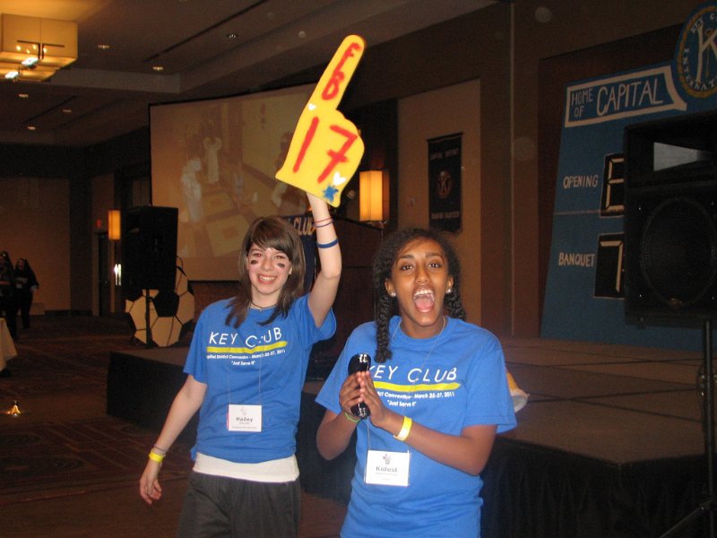 IMG_0660.JPG - Division 17 Montgomery County, Maryland, cheerleaders are the new 17A LG Hailey Klein and 17B LG Kidest Fikremariam and lead the charge of the blue shirted screamers (there’s a bunch more unseen).  It’s a real contest!