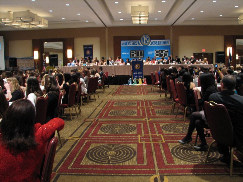 IMG_0797.JPG - Here is a view of the main runway to the stage during dinner to get an idea of the layout.  There are 500 people to the left and 500 people to the right.  It’s a BIG SHOW folks.  Make sure YOUR sponsored Key Club has delegates at DCON next year.  Same place, date TBA