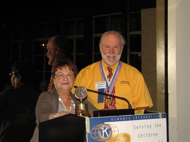 IMG_9262.JPG - At the Rockville Kiwanis Club Installation of Officers and Directors dinner, LG Joyce Sharon presented the 2008-2009 Distinguished Club award to, of course, Distinguished President John Tyner.  John is, of course, a Past Governor.
