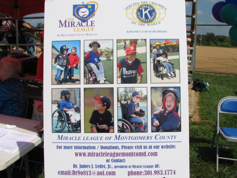 IMG_8868.JPG - What is the “Miracle League” anyway?  A good way to explain it is to take a look at this poster. There are hardly any kids, boys or girls, that wouldn’t like to play baseball with some friends.  But due to the special safety needs of many disadvantaged kids, they can only watch.  What they need is a special field, made just for them so they can play ball.  That is what the Miracle League field is … a mostly rubberized field with bases level with the rubber ground so they can travel easily and not get hurt.  Read and look on with us.