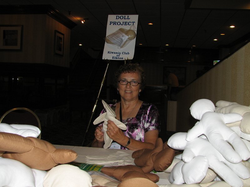 101.JPG - Carolyn McQuiston stuffs dolls used by hospitals to help children better understand the procedures they will undergo. This is a project of the Kiwanis Club of Elkton.