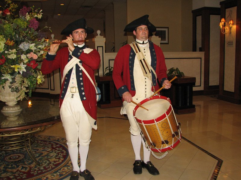 IMG_5197.JPG - The social highlight of the District Convention is the Governor’s Reception on Saturday evening. We’re all dressed in our finery to honor Governor Tom and First Lady Lin Varner on their closing night as our team leaders. Being that it is Williamsburg, people and called to dinner by the colonial file & drum. Nice.